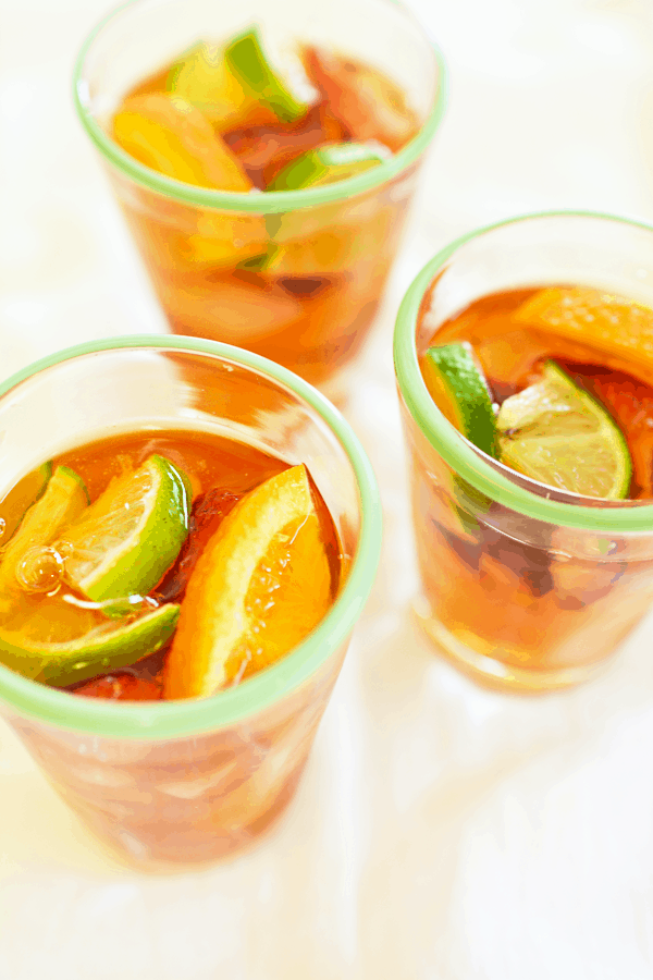 Serve this tea sangria recipe at your next party. The white wine and tea make it super refreshing.