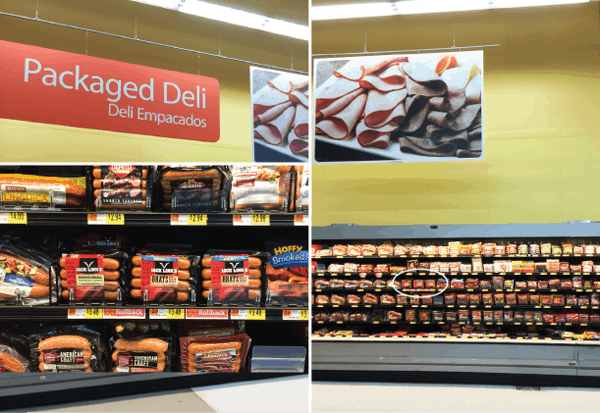 Jack Link's Wild Side Sausages on the shelf in the packaged deli section at Walmart.