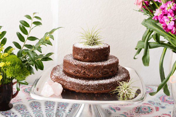 You HAVE to make a brownie cake for your next party! It's so simple. Use boxed brownie mix and make a 3-tiered cake! 