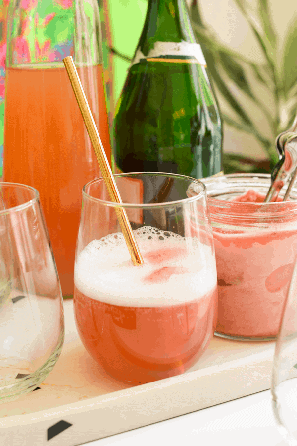 Make a champagne float for your next girls night in! It's so easy to make and super refreshing. This will be perfect for all those warm summer nights with friends! 