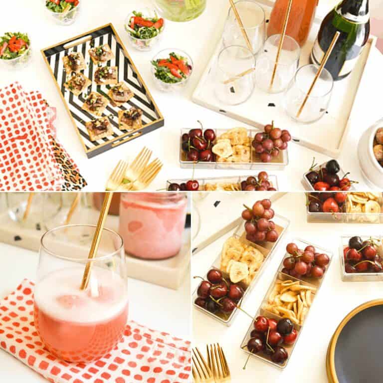 A collage of appetizer and snack ideas for a girls night in.