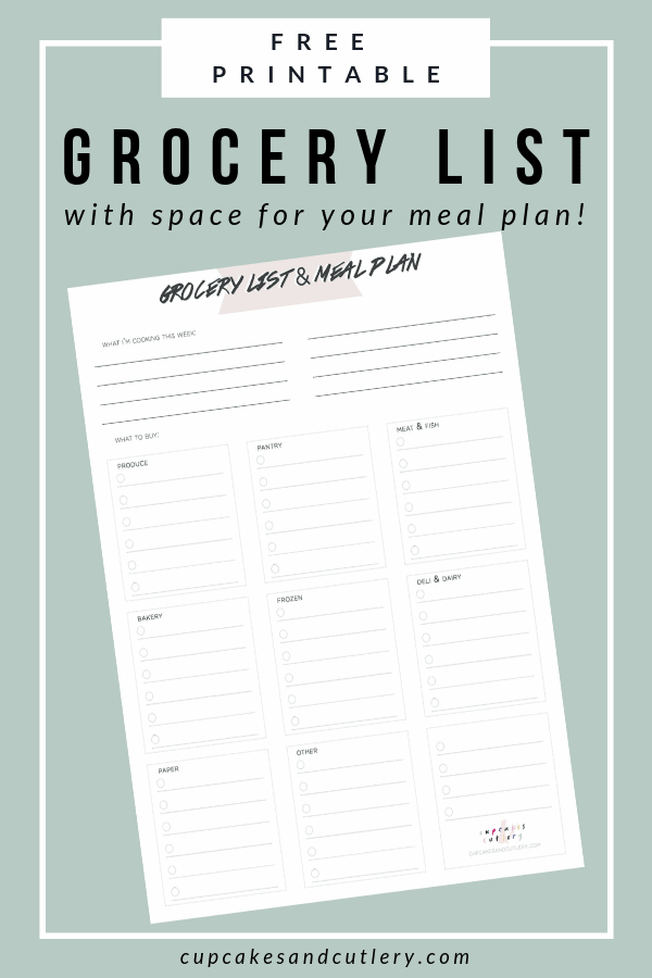 pin for printable grocery list