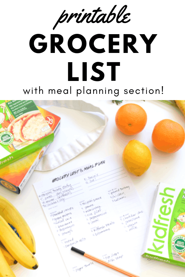 printable grocery list for meal planning