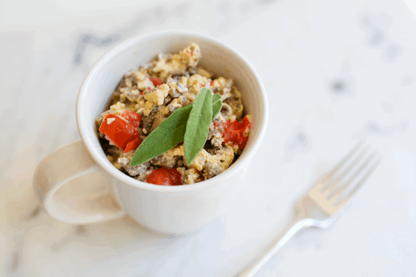 This scrambled egg recipe is perfect for simple mornings. It's quick and easy and can be microwaved in a mug.