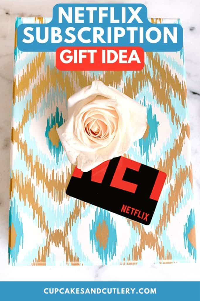 Wrapped gift with a Netflix Gift Card.