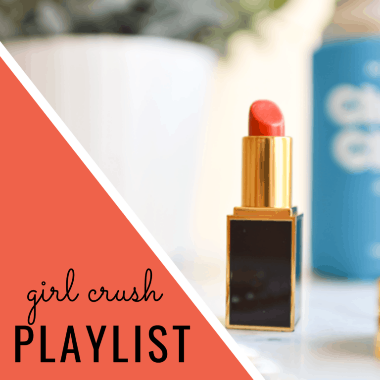 Close up of a lipstick with plant in the back and text over it.