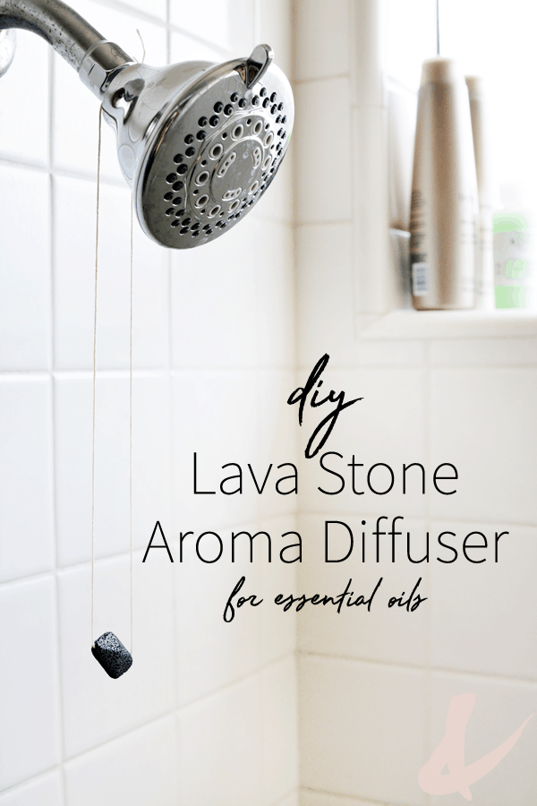 Homemade DIY Lava Stone Aroma Diffuser hanging from a shower head