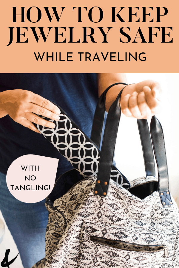 tips for traveling with jewelry with text overlay