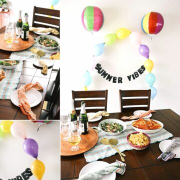 A collage of images showing an easy balloon idea for summer.