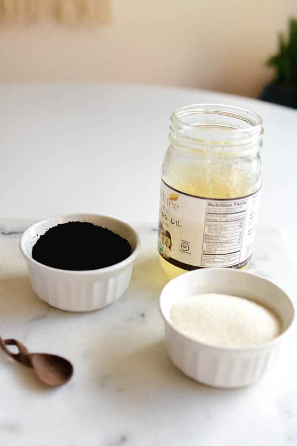 Ingredients to make coffee scrub at home.