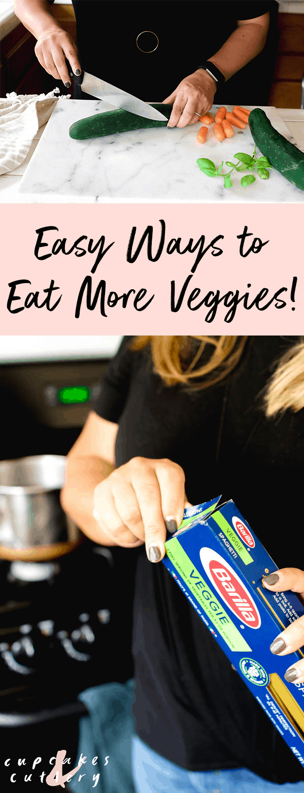 If you're trying to eat more healthy and get more vegetables in to your diet try these great trips! These work for getting kids to eat more veggies too! #vegetables #healthylifestyle #cupcakesandcutlery #wellness