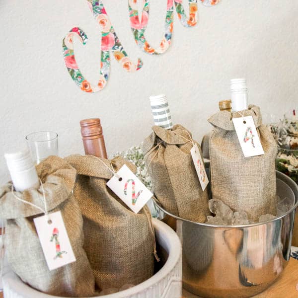 Wine in bags in ice buckets.