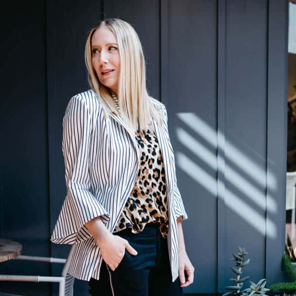 Blond girl wearing pieces from Cabi Clothing Spring 2018 collection.