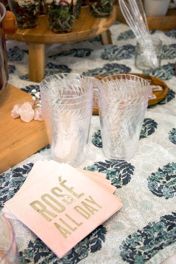 Napkins that say rosé all day on a table