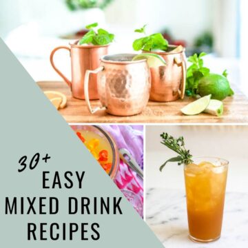 Collage of easy mixed drinks to make at home with unique flavors.