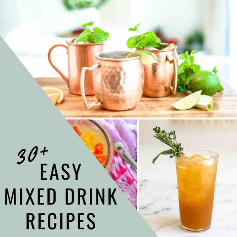 Collage of easy mixed drinks to make at home with unique flavors.