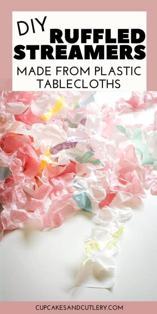 DIY Ruffled Plastic Tablecloth Streamers For Parties Cupcakes and Cutlery