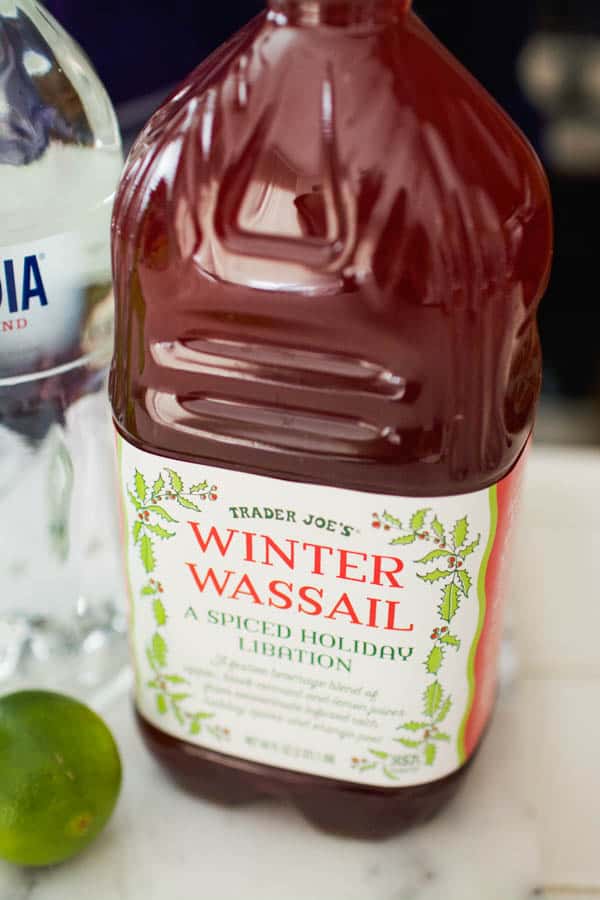 Close up image of a bottle of Trader Joe's Winter Wassail.
