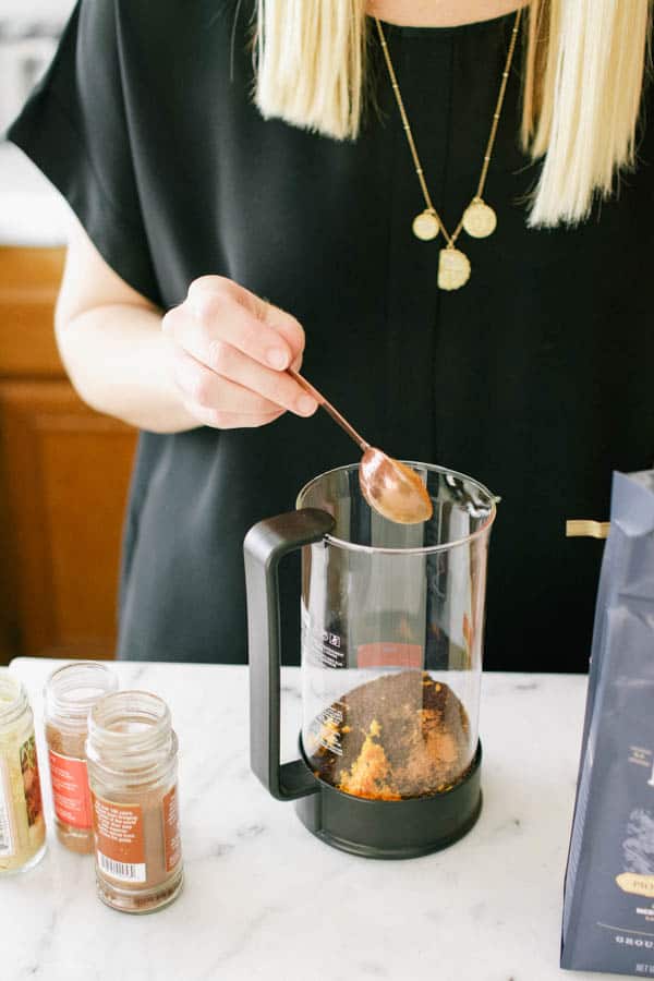 Making a cinnamon coffee recipe for a holiday get together with a mom friend.