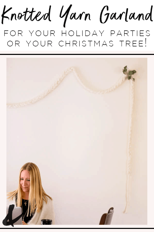 Knotted yarn garland on a wall