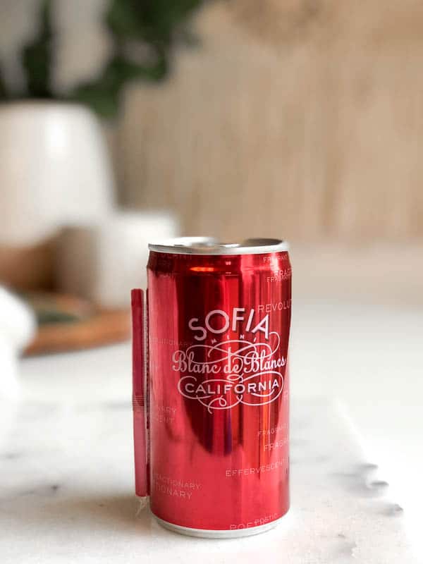 Can of Sofia Blanc de Blanc wine.