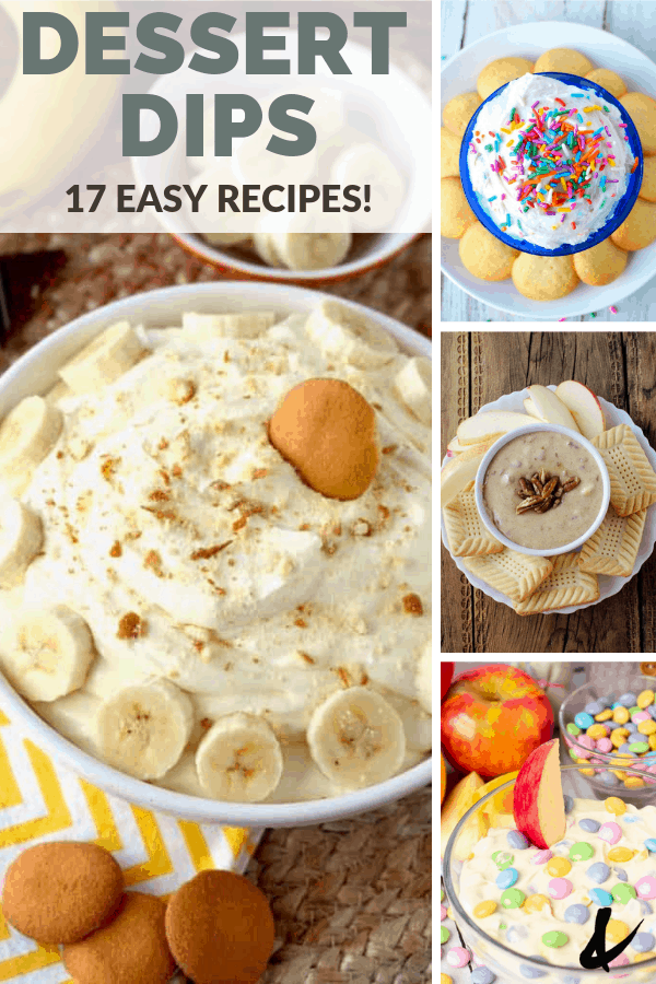 Collage of easy dessert dips to make while you watch reality tv