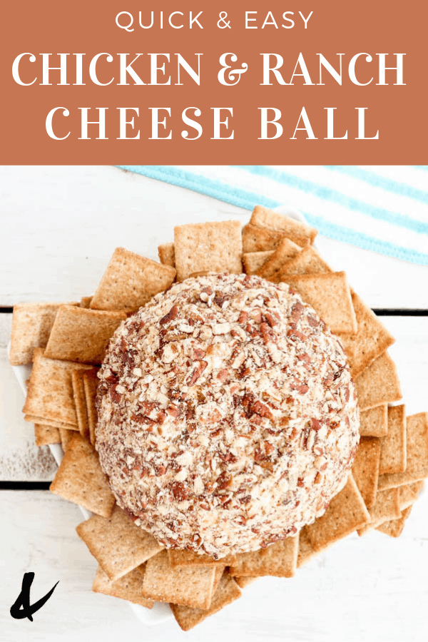 Easy Chicken Ranch Cheeseball with text overlay