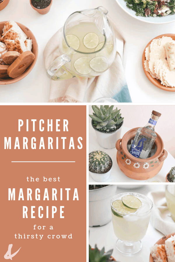 Pitcher margaritas for a crowd with text overlay