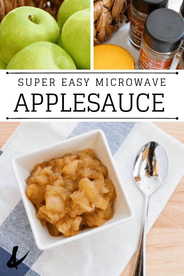 Super Easy Microwave Applesauce with text overlay