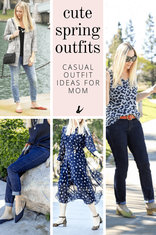 Collage of spring outfit ideas.