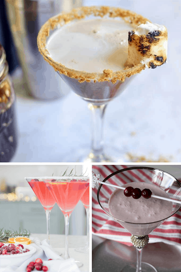 Collage of three winter vodka cocktails to try.