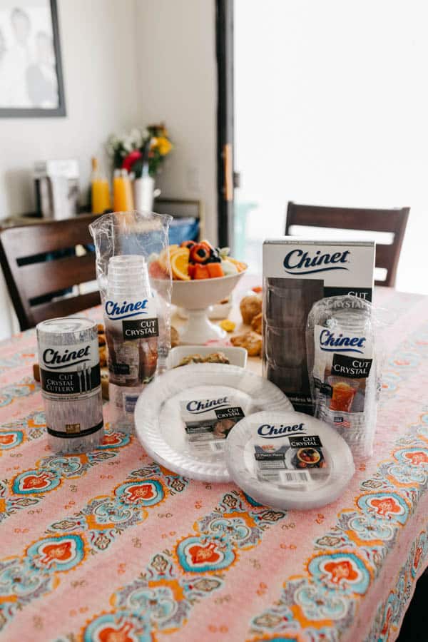 Chinet Cut Crystal products on a spring brunch table. 