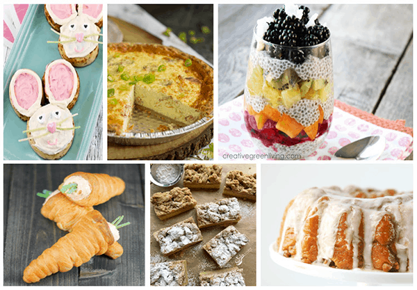 Collage of recipes to make for Easter brunch.