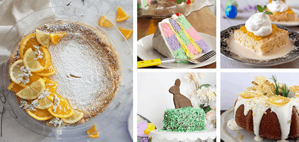 Collage of cakes that are perfect to make for Easter. 