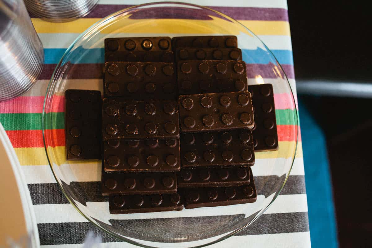 Chocolate in the shape of legos.