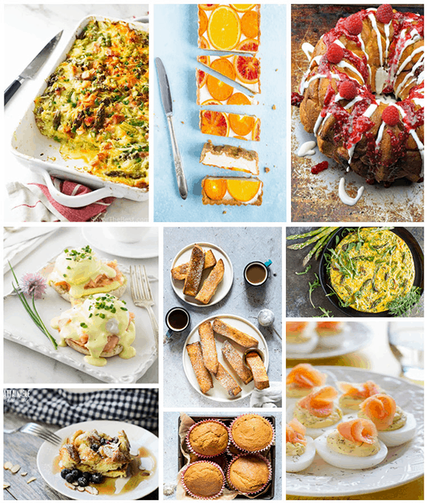Collage of easy recipes to make for your Easter brunch.