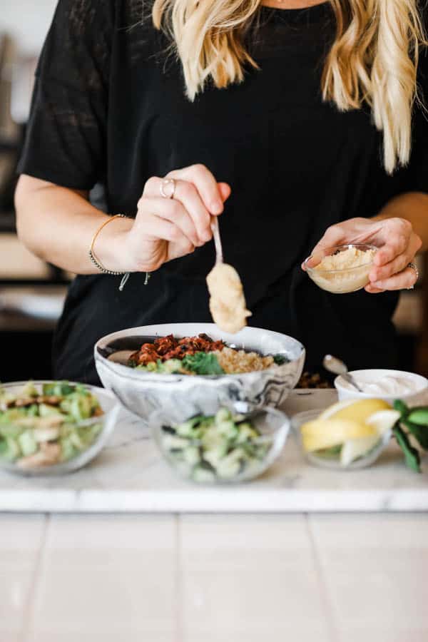 Grain bowls with kale and Veggie Burgers from Bubba Burger