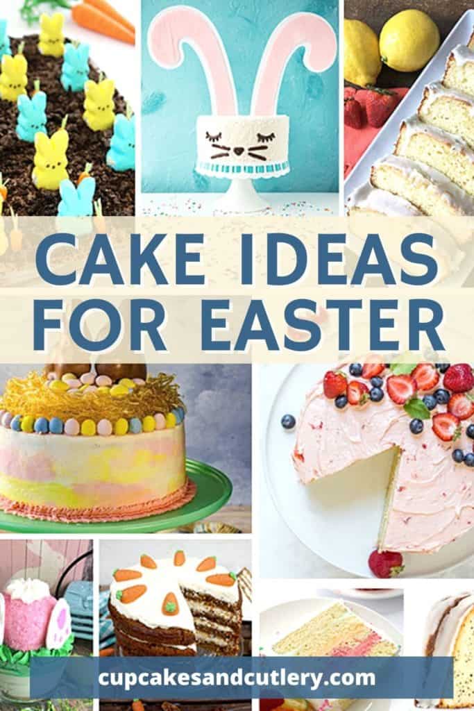 Collage of images for spring cakes perfect to serve for Easter brunch.