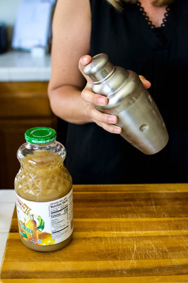 Shaking up a cocktail shaker.