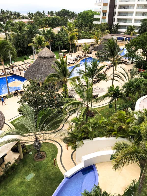 View of the grounds at Marival Distinct Luxury Residences in Nuevo Vallarta, Mexico.