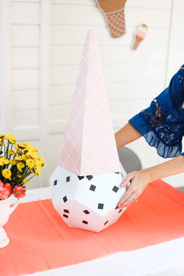 a giant paper ice cream cone party decoration.