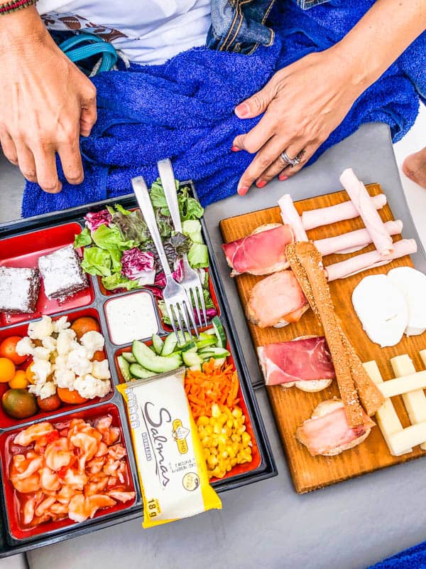 Lunch served in a bento box. 