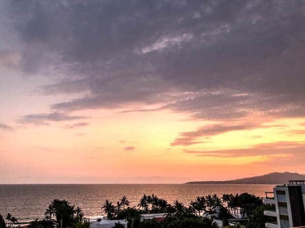 beach at sunset.