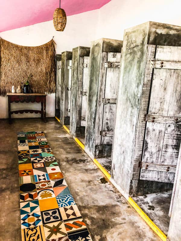 Mexican bathroom with tile detail during an ATV activity. 