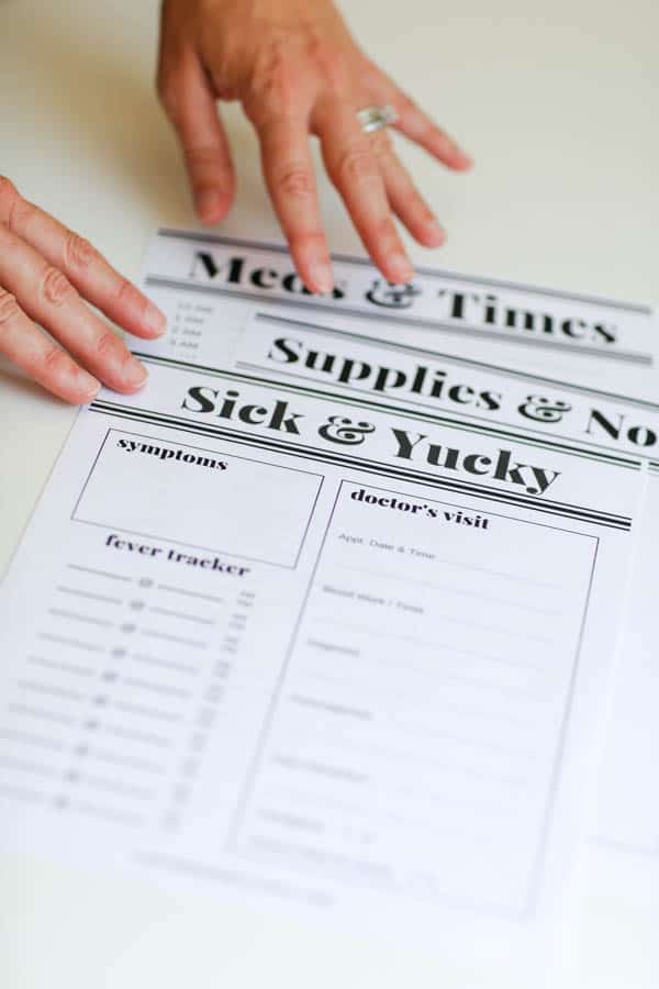 sick day printable sheets on a table