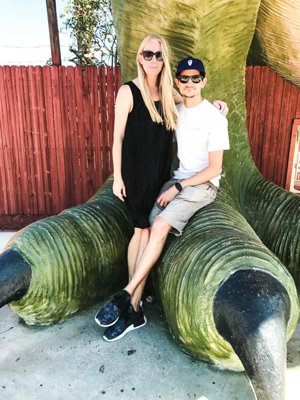 A husband and wife posing for a photo. 