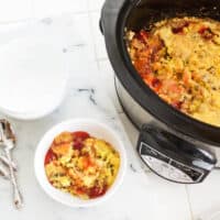 apple cherry dump cake in a crockpot