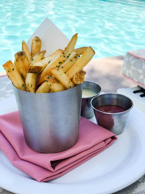 Poolside french fries at The Sands Hotel Indian Wells.