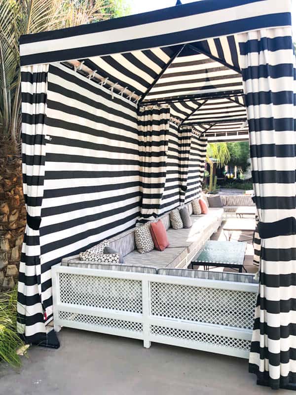 black and white cabana at The Sands Hotel
