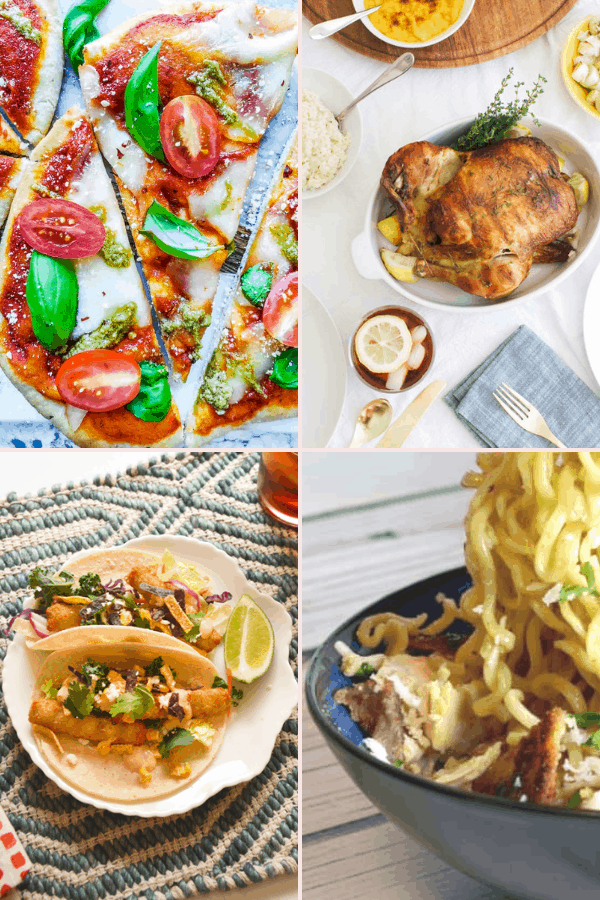 collage of photos of ridiculously easy dinner ideas for when you don't feel like cooking